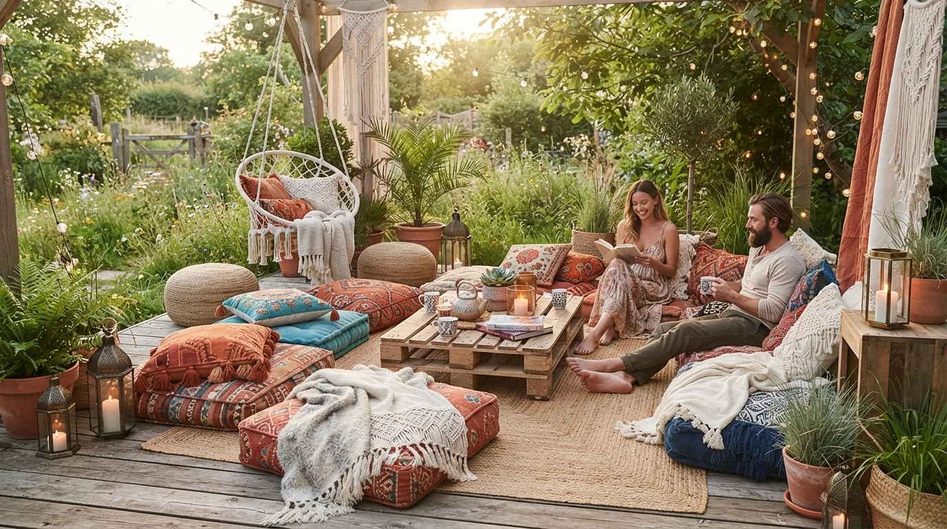 Creating a Bohemian Outdoor Lounge with Floor Cushions and Throws